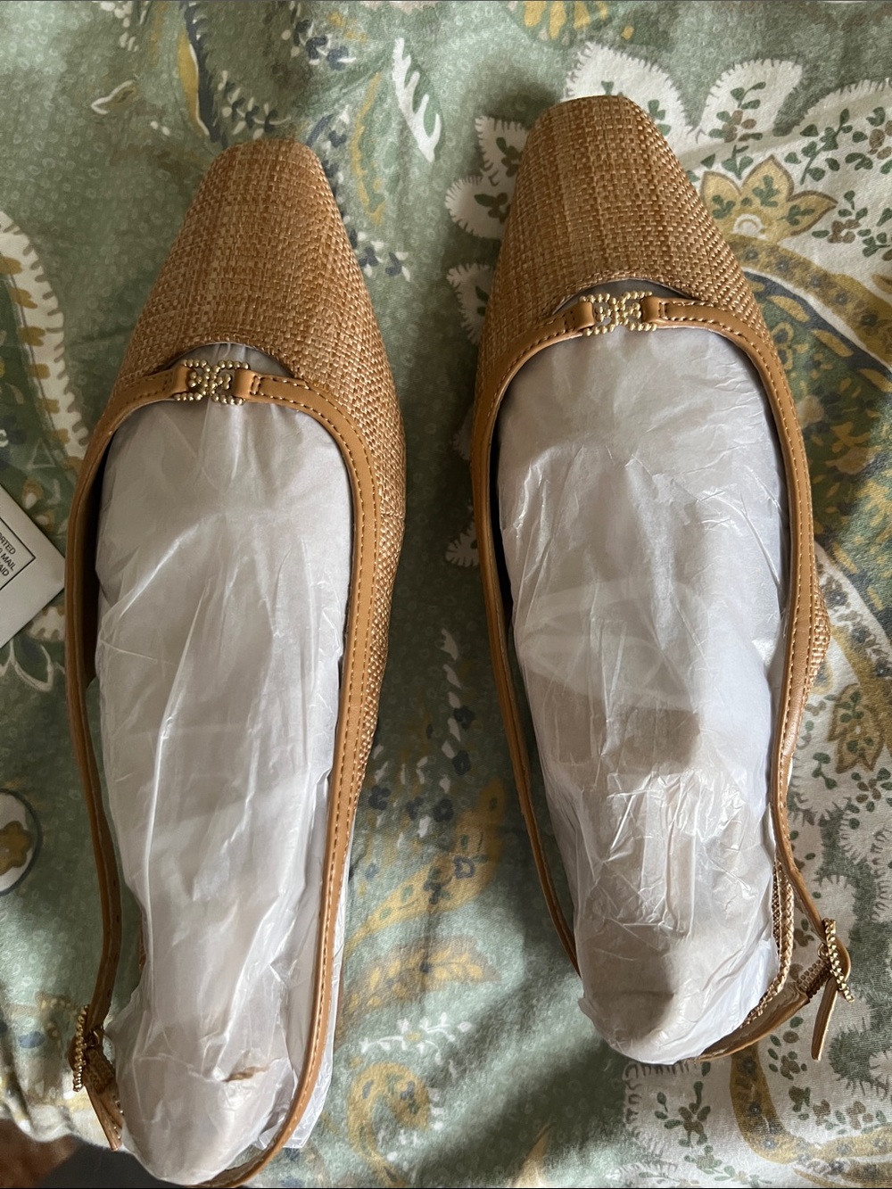 Sam Edelman Tan Woven Slingback Flats with Gold Accent - Picture 4 of 4